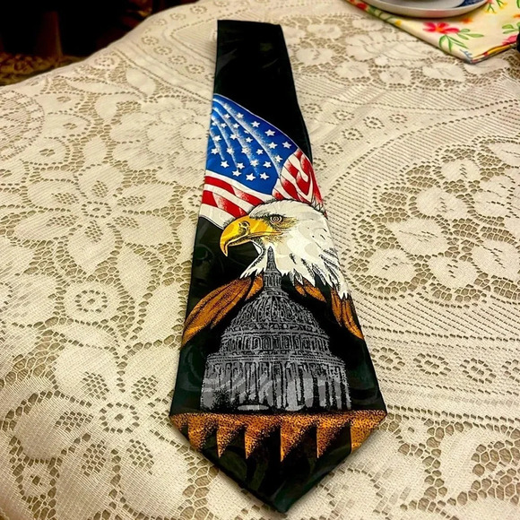 Steven Harris Patriotic American Tie with Eagle, Flag, & Capital Building - Picture 1 of 4